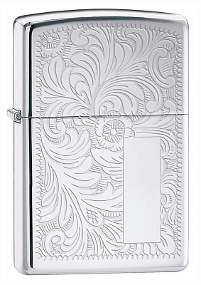 Зажигалка ZIPPO Venetian® с покрытием High Polish Chrome, латунь/сталь, серебристая, 38x13x57 мм