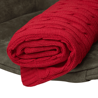 Плед Фадо (Fado) вязаный, красный (без подарочной коробки)