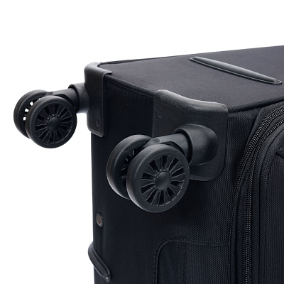 Чемодан TORBER Seyd, чёрный, нейлон 600D, 36,5 х 19 х 54 см, 32 л