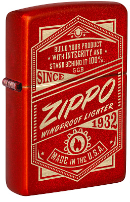 Зажигалка ZIPPO Classic с покрытием Metallic Red, латунь/сталь, красная, 38x13x57 мм (Красный)