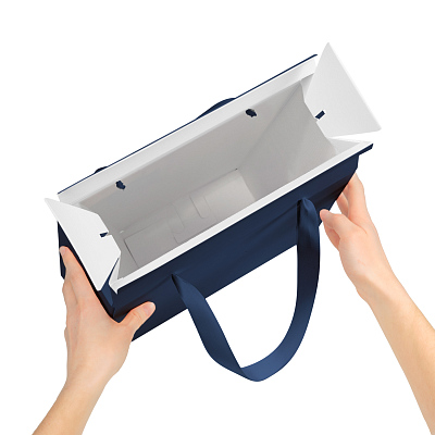 Подарочная коробка-пакет универсальная большая, синяя