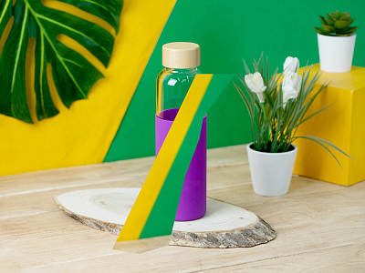 Стеклянная бутылка для воды в силиконовом чехле Refine