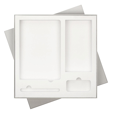 Подарочная коробка без ложемента для ежедневника, ручки и аккумулятора, серая (под съемные ложементы) (Серый)