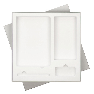 Подарочная коробка без ложемента для ежедневника, ручки и аккумулятора, серая (под съемные ложементы) (Серый)