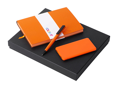 Подарочный набор COLOR IT c блокнотом, ручкой и повербанком, 5000 mAh (Оранжевый)