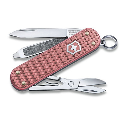 Нож-брелок VICTORINOX Classic SD Precious Alox "Gentle Rose", 58 мм, 5 функций  (Розовый)