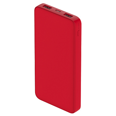 Внешний аккумулятор Polus, 10000 Mah, софт-тач покрытие, красный (Красный.)
