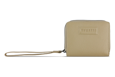 Кошелёк женский BUGATTI Elsa, с защитой RFID, песочного цвета, воловья кожа/полиэстер, 11х2,5х9 см