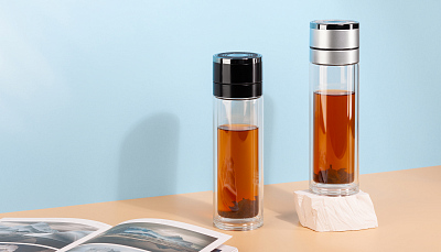 Заварочный термос "Press" 400 мл, серебристый, черный