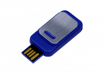 USB 2.0- флешка промо на 16 Гб прямоугольной формы, выдвижной механизм (Синий)