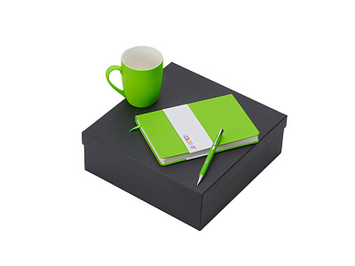 Подарочный набор COLOR IT с блокнотом, металлической ручкой и кружкой (Зеленое яблоко)