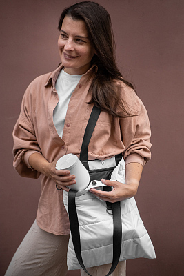 Шоппер Superbag Bubble, с магнитной кнопкой (белый с черным)