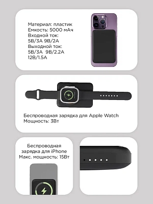 Беспроводной магнитный ПЗУ VLP Dual Magsafe PowerBank 10000, черный