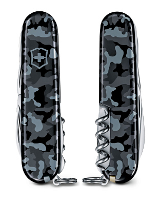 Нож перочинный VICTORINOX Huntsman Navy Camouflage, 91 мм, 15 функций, серо-синий камуфляж