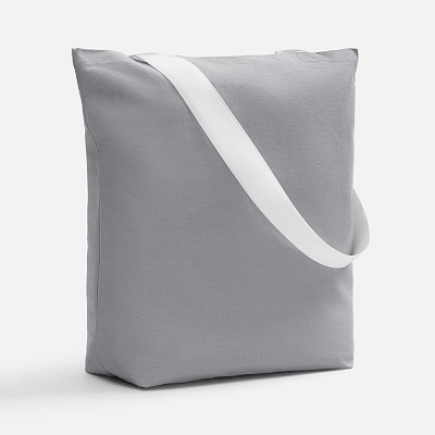 Шопер B5  с широкими белыми ручками (Серый)