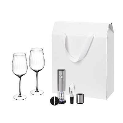 Подарочный набор Blanche, Vintaro (2 бокала + набор для вина) (Прозрачный, серебряный)