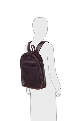 Рюкзак KLONDIKE DIGGER «Sade», натуральная кожа в темно-коричневом цвете, 34 x 40 x 9 см