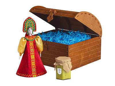 Подарочный набор: кукла фарфоровая, крем-мёд с лаймом и имбирем (Красный)