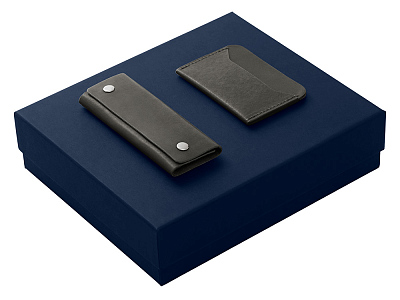 Подарочный набор Long River: картхолдер, ключница (Черный/синий)