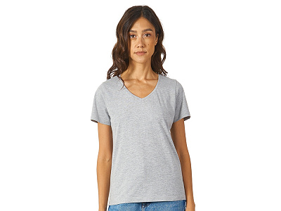 Футболка Heavy Super Club женская с V-образным вырезом (Серый меланж)