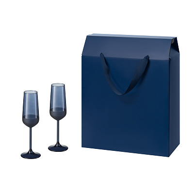 Подарочный набор 2 бокала для шампанского Sapphire в большом подарочном пакете (Синий)