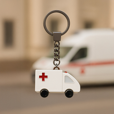 Брелок Скорая помощь (белый с красным)