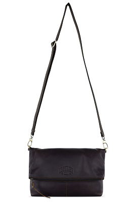 Сумка через плечо KLONDIKE RUSH «Jessica», натуральная кожа в темно-коричневом цвете 30х20/33х4,5 см