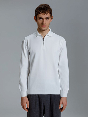 Рубашка поло мужская с длинным рукавом Terrazzo, белая (Белый)