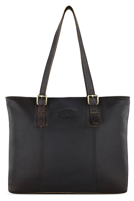 Сумка женская KLONDIKE RUSH «Lily»,натуральная кожа в темно-коричневом цвете, 42,5 х 29 х 13 см (Коричневый)