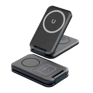 Складная беспроводная (15W) зарядная станция "Slap" с MagSafe  (Черный)