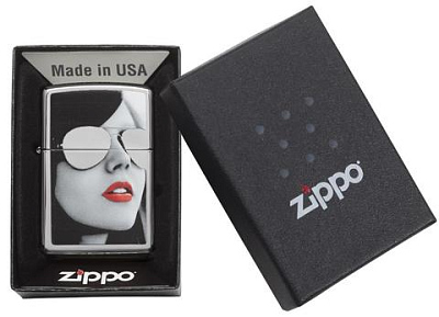 Зажигалка ZIPPO Gold Design с покрытием High Polish Chrome, латунь/сталь, серебристая, 38x13x57 мм