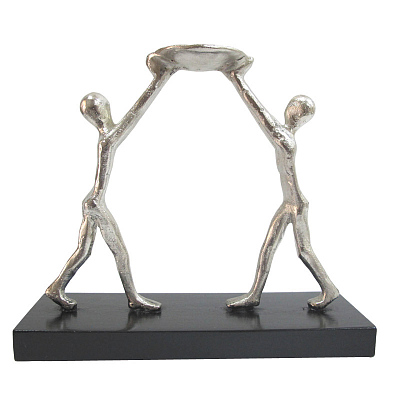 Скульптура - подсвечник "Единство", черный с серебром