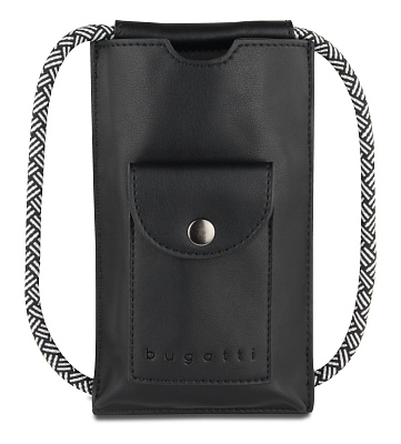 Сумка-чехол для мобильного телефона BUGATTI Almata, чёрная, полиуретан, 11x2x18 см