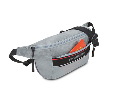 Сумка на пояс SWISSGEAR, светло-серая, полиэстер с плетением рип-стоп, 38 x 5 x 15 см