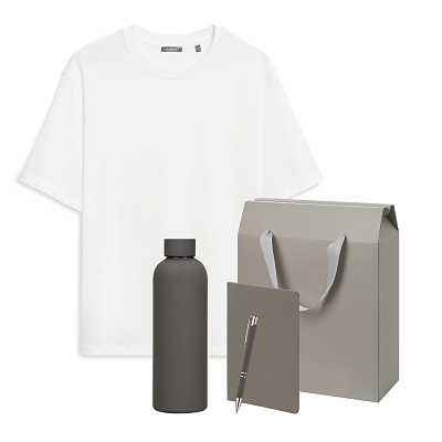 Набор с одеждой RUST (футболка, термобутылка, блокнот, ручка), белый/серый, 3XL/4XL (Белый, серый)