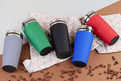 Термостакан "Эльбрус" 400 мл, покрытие soft touch, серый