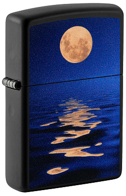 Зажигалка ZIPPO Moon Sunset с покрытием Black Light, латунь/сталь, чёрная, матовая, 38x13x57 мм (Черный)