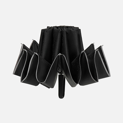 Зонт обратного сложения с ручкой-карабином Foldberry, черный