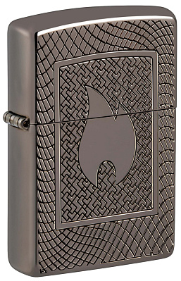 Зажигалка ZIPPO Armor® с покрытием Black Ice®, латунь/сталь, чёрная, 29x10x60 мм (Черный)