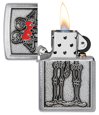 Зажигалка ZIPPO Couple Love с покрытием Brushed Chrome, латунь/сталь, серебристая, 36x13x57 мм
