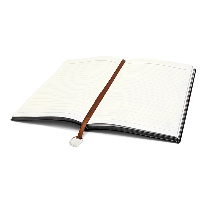 Блокнот A5 Shell в мягком переплёте c металлической биркой, черный