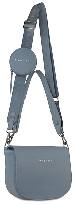 Сумка наплечная женская BUGATTI Almata, с кошельком, голубая, полиуретан, 27х6х18,5 см