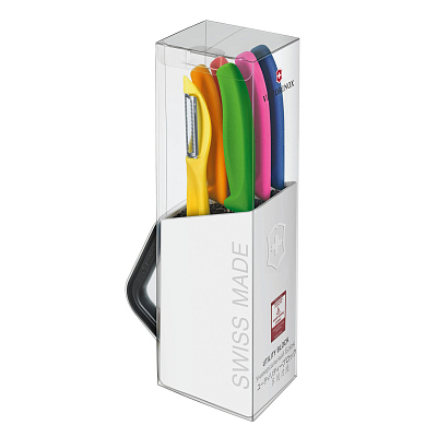 Набор из 6 ножей VICTORINOX: овощечистка, 3 ножа для овощей, столовый нож, нож для пиццы и стейка