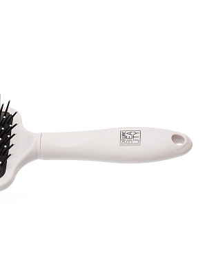 Щетка массажная Dewal Beauty серия "Прованс" с пластиковым штифтом, квадратная, пудровая, 13 рядов