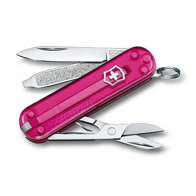 Нож-брелок VICTORINOX Classic SD Colors "Cupcake Dream", 58 мм, 7 функций, полупрозрачный розовый (Розовый)