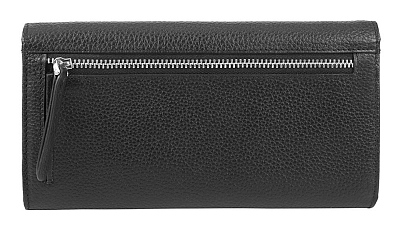 Кошелёк женский BUGATTI Linda, чёрный, натуральная воловья кожа, 19х3х10 см