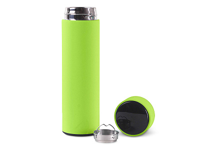 Термос FAMILY MARK LED, индикатор, soft touch (Светло-зеленый)