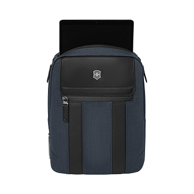 Сумка через плечо VICTORINOX Architecture Urban2 Crossbody Bag,синий, полиэстер/кожа, 9x22x28 см, 6 л