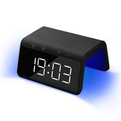 Зарядная станция с часами 15W Флейм (Flame), черная