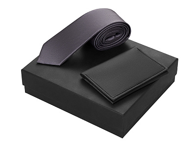 Подарочный набор Long River: обложка для паспорта, галстук (Чёрный)